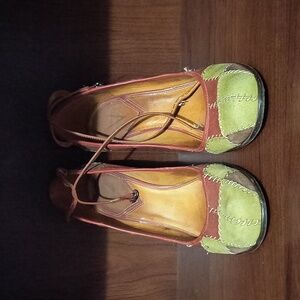 90s colorful wedges genuine leather